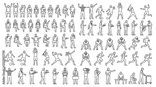 Sports Athlete Spectator Human Collection Architectural CAD Line Art Library