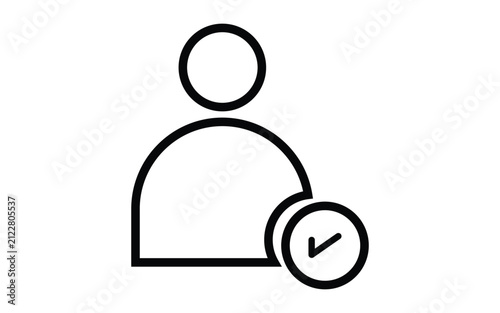 Black outline of a human figure with a checkmark symbol user