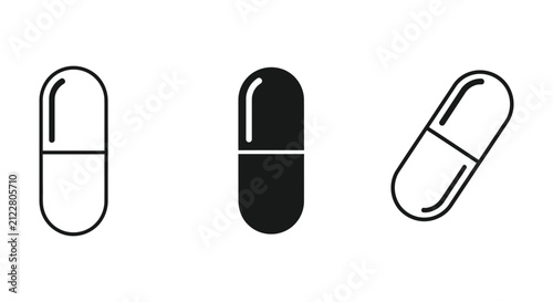 Simple capsule and pill icons set