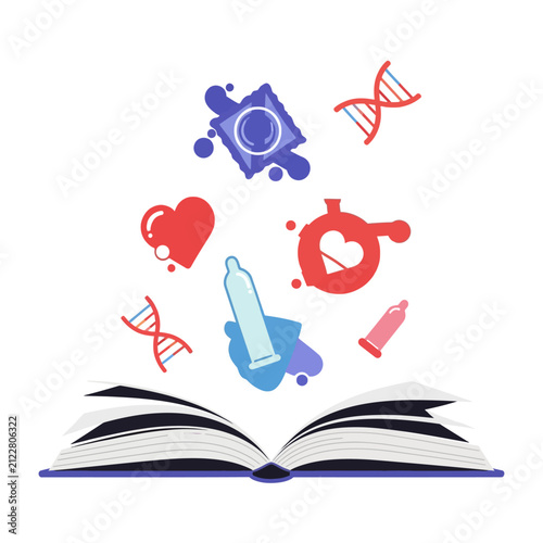 Sex Education Textbook and Learning Concept Vector