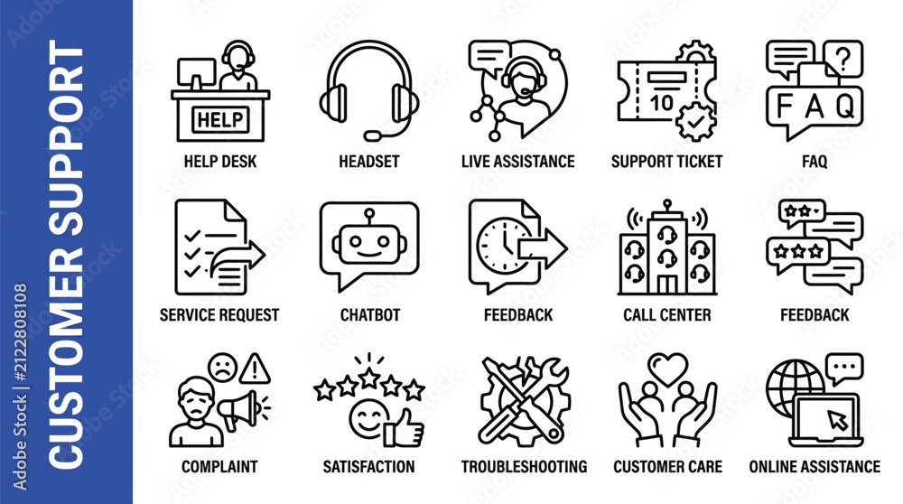 Fototapeta premium Support icons display customer care.