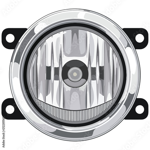 Automotive Fog Light Line Art Vector Illustration