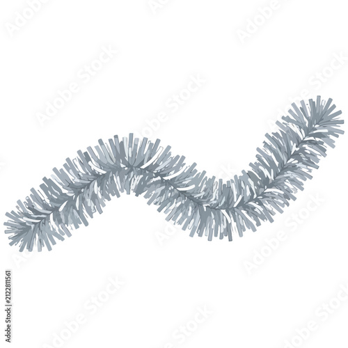 Silver Tinsel Garland Vector Christmas Holiday Decoration Festive Background Design