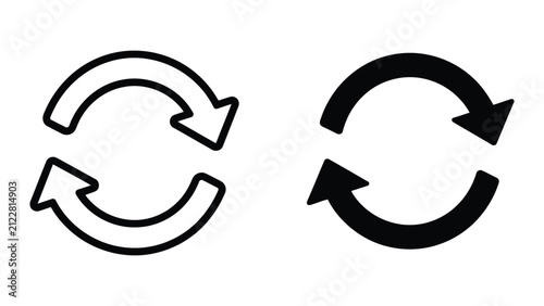 Refresh icon set. Circular arrows for reload and update functions.