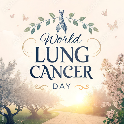 World lung cancer day, spring nature background.