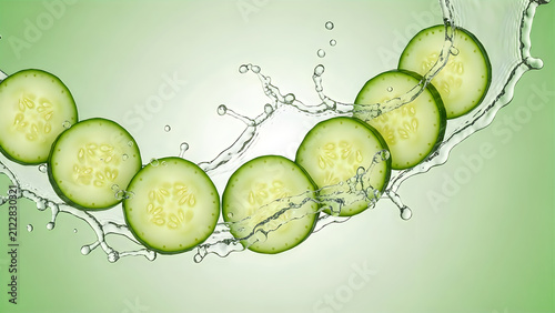 Microscopic view of green cells connected by thin threads in water