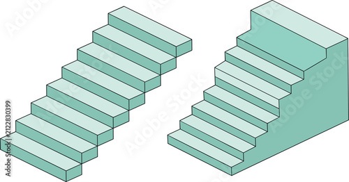 Isometric stairs architectural structural step vector icon set, career ladder business growth concept flat illustration