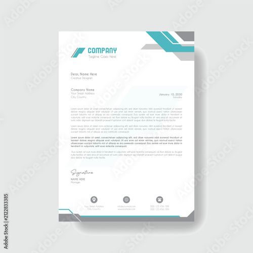 Modern-Corporate Geometric Business Letterhead Template With Minimal Circle Elements Professional A4 Stationery Design Clean Branding Identity Layout For Company Office Documentation