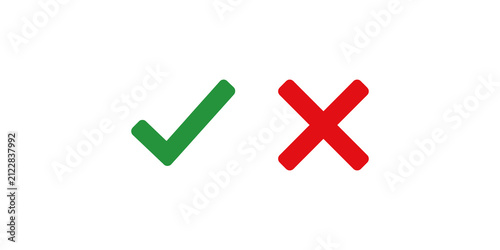 Canvas Print Standard check mark and cross symbols for true or false validation