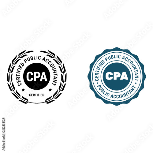 Certified Public Accountant CPA Badge and Seal Icon Set