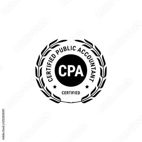 Certified Public Accountant CPA Badge Icon with Laurel Wreath