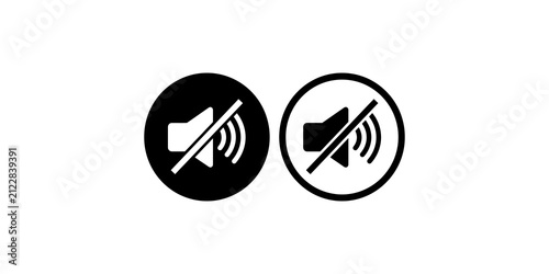 Bild auf Leinwand Mute and sound off volume icons in circle frames on transparent background
