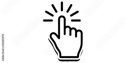 Принти на полотні Clicking finger cursor icon with radiating lines on transparent background
