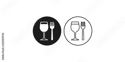 Fotografie Dining cutlery icons showing fork and wine glass symbols.