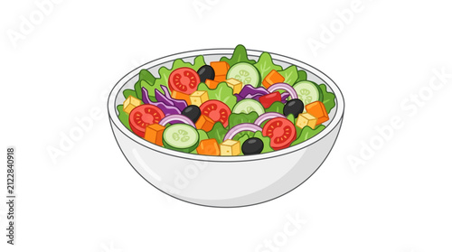 Obraz na płótnie Colorful fresh vegetable salad in white bowl.