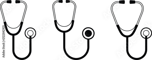 Cuadro en lienzo Medical Stethoscope Icon Isolated on White Background in Outline and Filled Styl