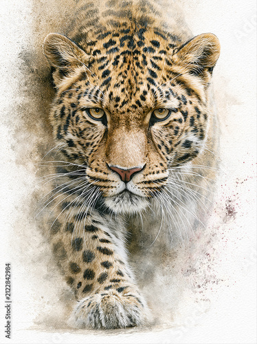 Watercolor Leopard Splatter Illustration