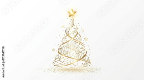 Minimalist Christmas background featuring an elegant gold tree design for festive holiday greetings.