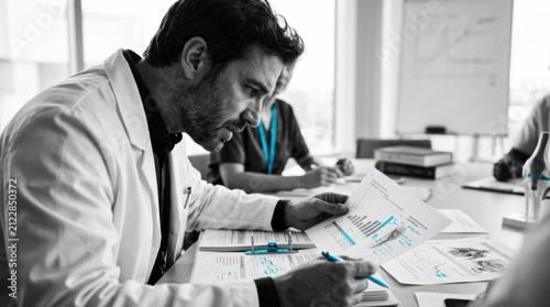 Medical Professionals Analyzing Charts In A Serious Meeting Setting