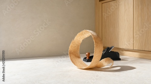 Monumental Oak Shaving Curves Through a Bright Interior for Web Design