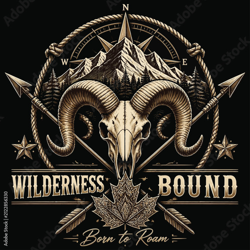 Wild Trails, Fierce Hunts, Endless Adventures Beyond the Mountains, Typography Vector T-shirt Design