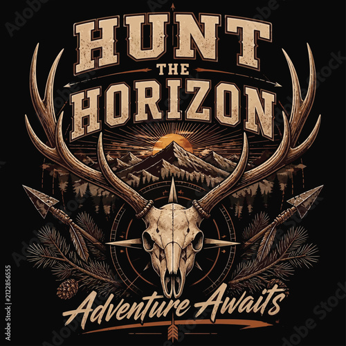 Wild Trails, Fierce Hunts, Endless Adventures Beyond the Mountains, Typography Vector T-shirt Design