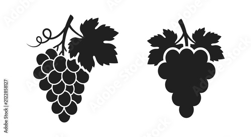 Foto Black Grape Silhouette Illustrations On White Background
