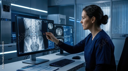 Medical Professional Analyzing Patient Scan Results On Computer Screen