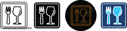 Set Of Four Distinct Restaurant Dining Sign Icons