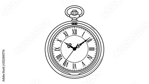 Fotografie Vintage Pocket Watch: An elegant, classic pocket watch with a Roman numeral dial and ornate casing, symbolizing the passage of time and a connection to heritage