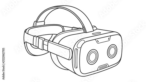 Virtual Reality Headset Illustration: A line art illustration of a virtual reality headset, showcasing its intricate design and futuristic appeal, ready to transport users to new digital worlds.