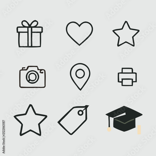 Minimal Outline Interface Icons Collection Editable Vector