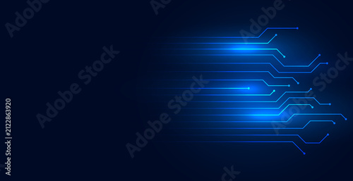 Fotografía technological background with circuit lines diagram in blue color