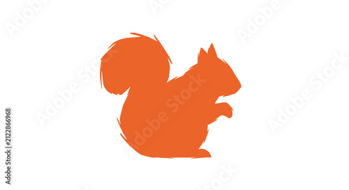 Картината върху платно A vibrant orange silhouette of a squirrel perched with a bushy tail is displayed