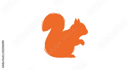 Fotografía A vibrant orange silhouette depicts a squirrel in profile showcasing its bushy t