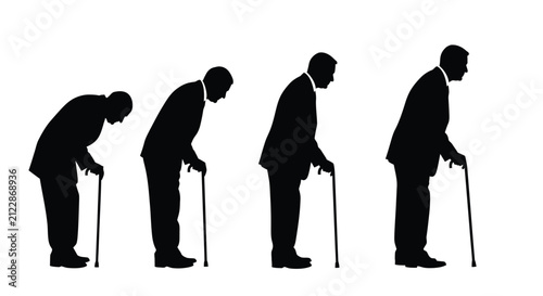 Quadro su tela A silhouette series depicts the stages of human aging from youth to old age and