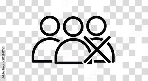 Bild auf Leinwand A black outline depicts three people with a large x symbol overlaying them