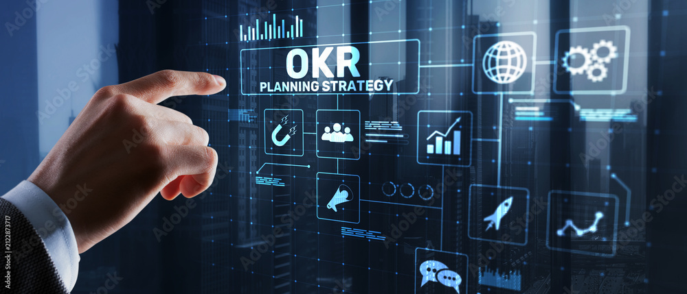 Fototapeta premium OKR Objectives and Key Results Planning Strategy for Business Performance Management
