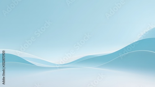Abstract light blue background featuring smooth flowing waves with soft white glowing edges for professional corporate design and artistic layouts