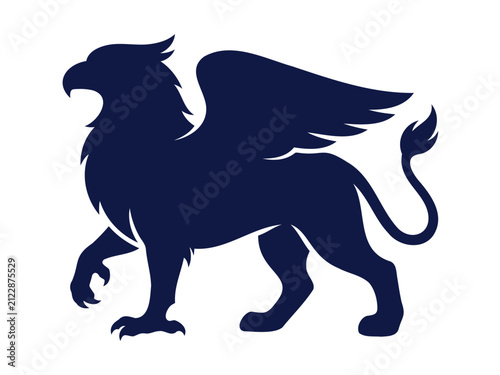 Konstfotografi Griffin mythical creature silhouette standing with spread wings