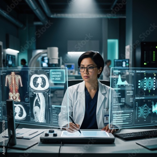 Innovative Medical Professional Analyzing Futuristic Digital Health Data