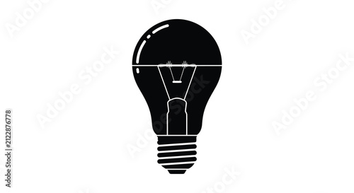 Foto Black silhouette of an incandescent light bulb on a white background silhouette