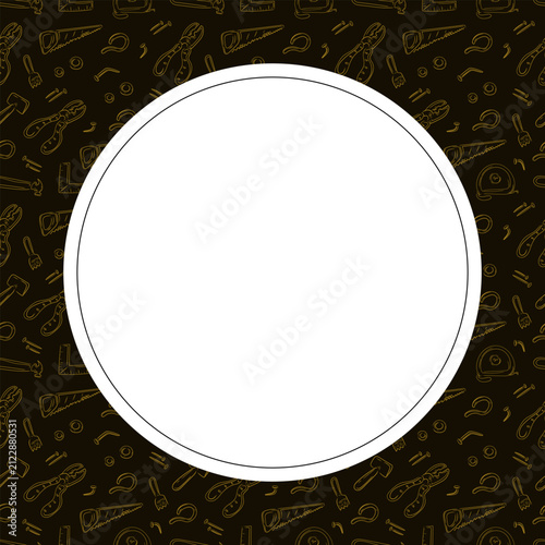 Circle frame of Construction tool in hand drawn style