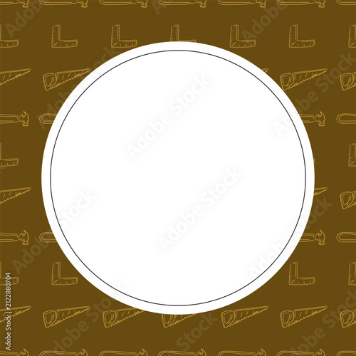 Circle frame of Construction tool in hand drawn style