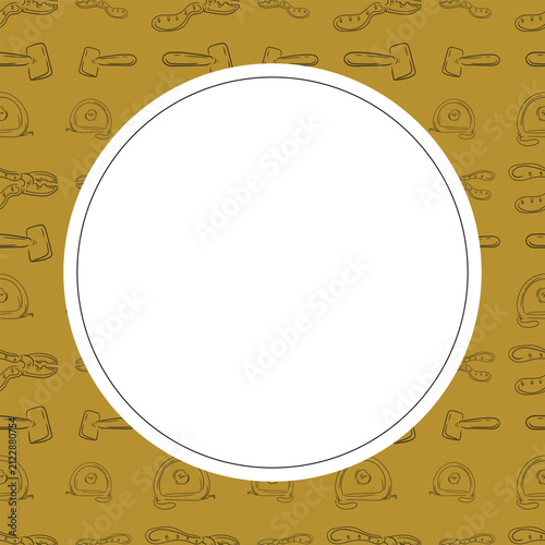 Circle frame of Construction tool in hand drawn style