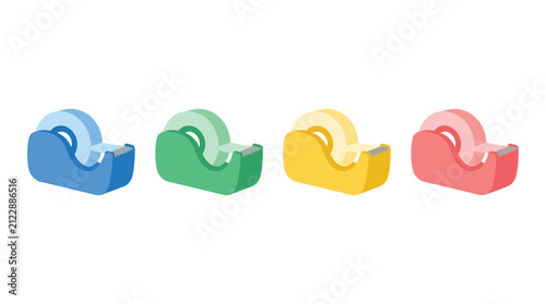 Four Rolls Of Adhesive Tape In Different Colors Silhouette
