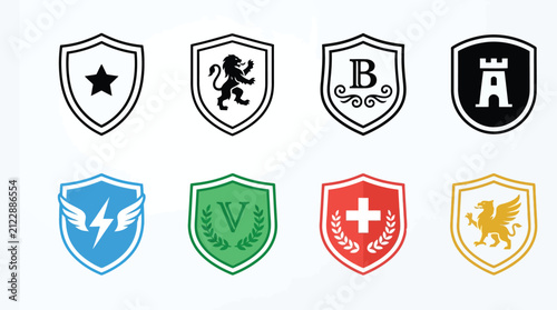 Collection Of Heraldic Shields In Silhouette shield