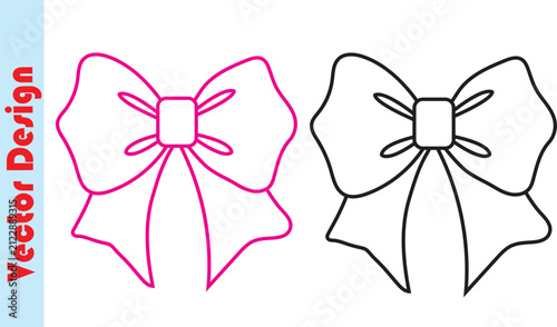 Two intricately drawn bows, one magenta and one black, side by side on a white.