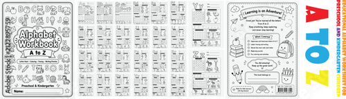 Alphabet Workbook Worksheets for Preschool and Kindergarten Learning Activities Featuring Worksheet, Education, Activity