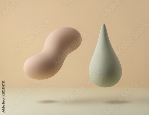 Soft, floating forms against warm, minimalist backdrop
